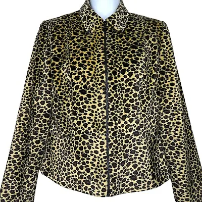 Vintage 50s 60s Leopard Print Faux Fur Jacket Coat Zip Lined Rockabilly USA Made • $52.46