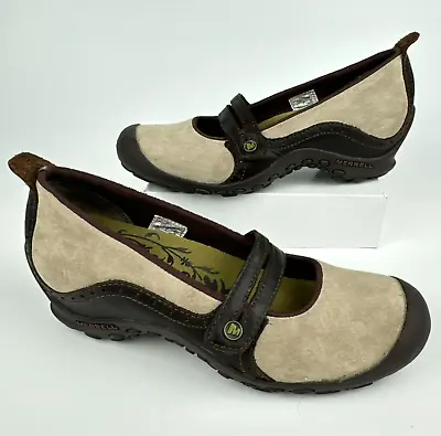 Merrell Women Plaza Bandeau Shoes Size 7.5 Mary Jane Dark Taupe Suede J46404 • $19.95
