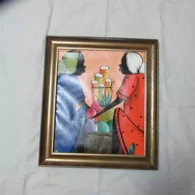 Vintage D Roberts Jamaican Oil Painting Jamaica Folk Art Two Ladies At Market • £20.26