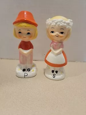 Vintage Kitschy Boy And Girl Salt And Pepper Shakers • $25