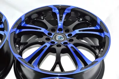 Set Of 4 New DDR R25 17x7 5x100/114.3 40mm Offset Black Blue 17  Wheels Rims • $679