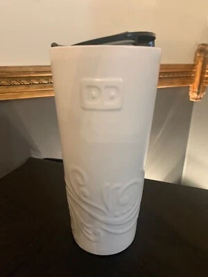 $14.99 • Buy Dunkin’ Donuts “DD” Coffee Travel Mug & Lid Tall Ivory Ceramic16 Oz Tumbler 2016