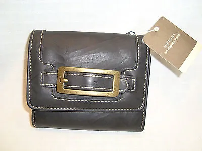 Merona Brown Zip French Purse Leather Wallet Trifold W/Buckle Detail NEW • $9.99