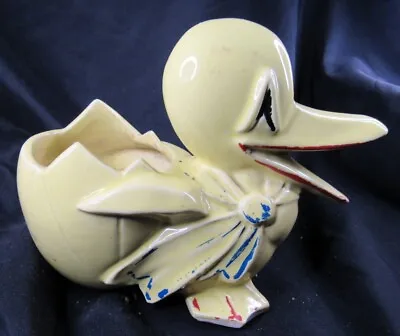 Vintage McCoy Ceramic Duck With Egg Planter | Yellow | Hand Painted | 1948 • $12