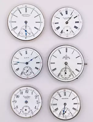 Lot Of Antique ELGIN & WALTHAM  Pocket Watch Mvts For Parts/Repair Sizes 3-6 • $15.50