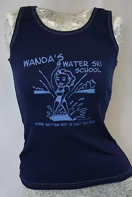Womens Juniors David & Goliath Wanda's Water Ski School Tank Top Tee T-Shirt  • £11.56