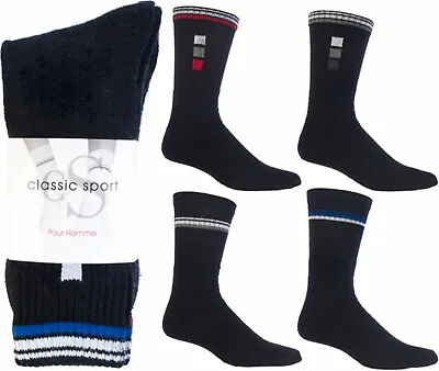 £12.99 • Buy 6 Pairs Sport Socks Gents Mens Black Big Foot Sports Socks Cotton Rich 11-13