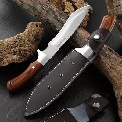 Fixed Blade Large Knife Bowie With Sheath Camping Hunting Outdoor Survival • $46.99