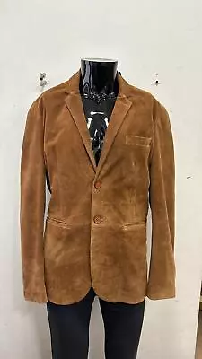 Mens Leather BLAZER TAN Classic ITALIAN Tailored Soft Suede LEATHER P-718 • £35