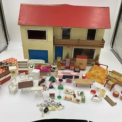 Wooden Dolls House With Furniture Home Made • £40