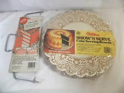 Vintage 1981 Wilton 8 Pack 12  Cake Serving Boards And 1991 Wilton Cake Leveler • £23.48