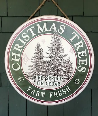 $14.50 • Buy Vintage-Look Wood Christmas Tree Farm Holiday Sign Round Cabin Farmhouse Country
