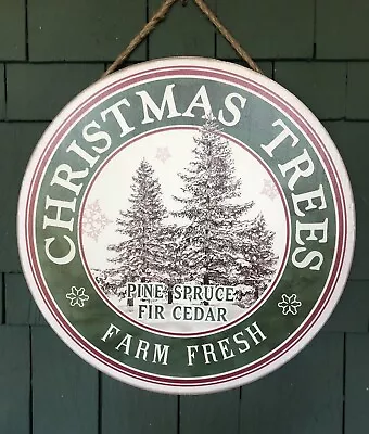$14.50 • Buy Vintage-Look Wood Christmas Tree Farm Holiday Sign Round Cabin Farmhouse Country
