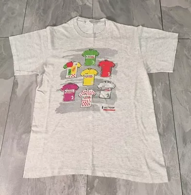 Le Tour De France Vintage 80s T Shirt Single Stitch / Size S / Grey Hanes Top T • $55.81