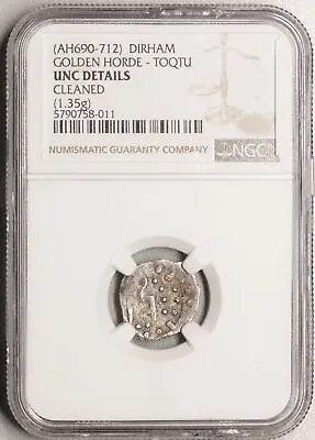 Mongols Golden Horde Toqtu Khan NGC AU Ancient Medieval Coin High Grade • $290