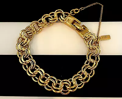 Vintage 60’s Goldtone Monet  Double Curblink Charm Bracelet  7 1/2 Inch • $20