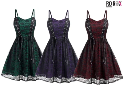 £19.99 • Buy Ro Rox Skull Dress Lilian Gothic Corset Baby Doll Lace Strappy Sexy