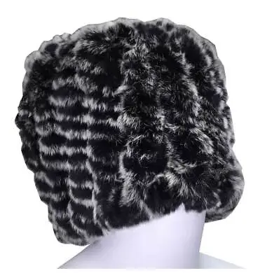 Northstar Women's Chinchilla Fur Fashion Beanie Hat White/Black/Grey. H-10 • $65.95