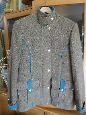 £55 • Buy NESS TWEED FIELD COAT - Colour Beige With Teal - Size 10  - EXCELLENT