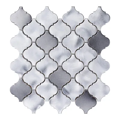 Arabesque Blended Gray Metallic Aluminum Mosaic Tile Kitchen Wall Backsplash • $169.90