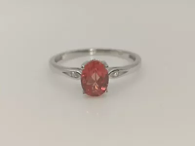 Lab Created Padparadscha Sapphire & Natural Zircon Ring Platinum Overlay  1.81Ct • £17.99