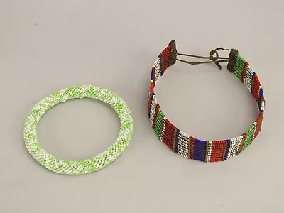 Vintage African Maasai Beaded Choker Necklace & Bracelet Handmade • $29.99
