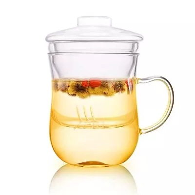 Kendal Tea Cup With Infuser And Lid Clear Glass Mug 10 Oz 300ml • $26.86