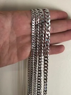 Solid 925 Silver Men's Womens Cuban Link Flat Chain 4-8mm 18-30  Italy WHOLESALE • $32.39