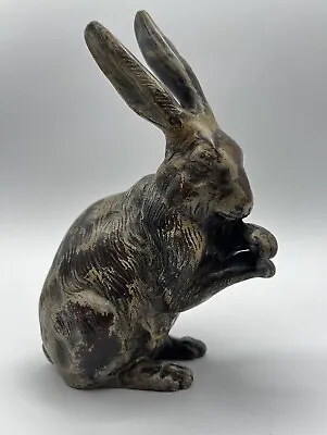 Vintage 7.25” Cold Paint Vienna Bronze Rabbit Hare Sculpture Statue Figurine • $350