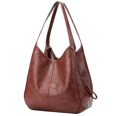 Vintage Leather HandBag Handbags Women Shoulder Tote Female Top-handle Bag • $19.95