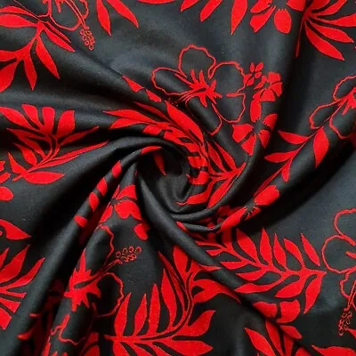 100% Cotton Lawn Material Tropical Leaves Soft Dress Craft Fabric Meter 58  • £10.24