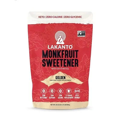 Monk Fruit Sweetener Lakanto Natural Sugar Golden 28 Oz Exp 01/2024 • $8.99