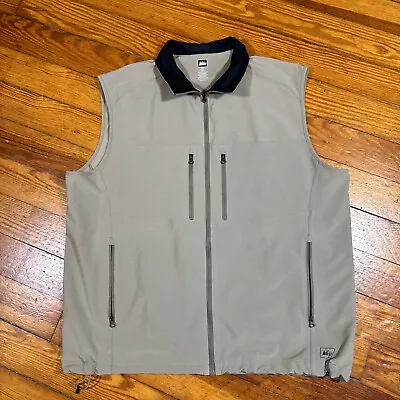 Men's REI Endeavor Full Zip Lightweight Hiking Running Vest Size XL Tan/Beige • $18.95