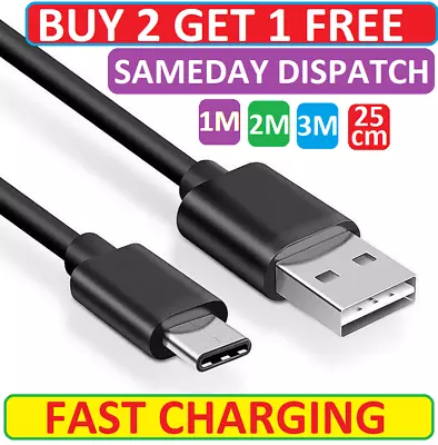 Heavy Duty Extra Long Charge USB-C Type-C Charging Charger Cable Lead 1m 2m 3m • £1.99