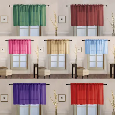 $5.50 • Buy 1pc Sheer Straight Valance Window Curtain Topper Solid Colors 55  W X 18  L