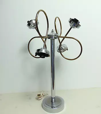 Vintage Mid-Century Modern 27  T Chrome Abstract Design 4 Light/Globe Table Lamp • $139