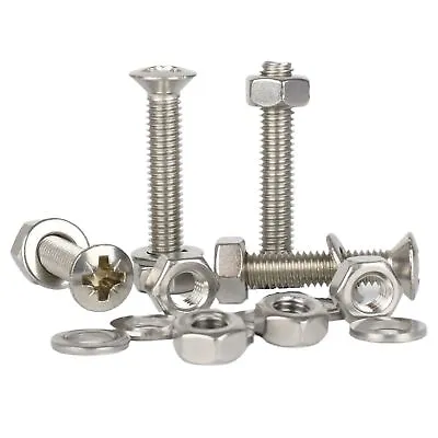 M2.5 M3 M4 M5 M6 Pozi Raised Machine Screws Hex Nuts Washers A2 Stainless Steel • £4.93