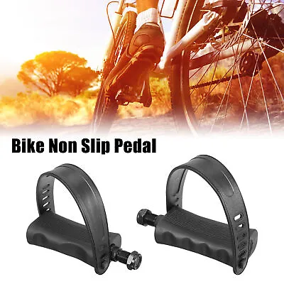 1 Pair Exercise Bike Pedals With Straps 9/16 Inch Spindle Cycling Parts Black • $17.79