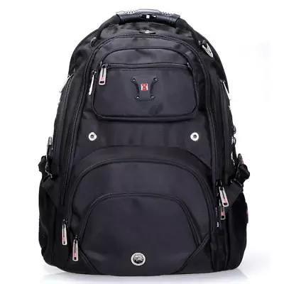 Swiss 17 Inch Waterproof Laptop Backpack Business Travel & School Bag 35L Black • $106.80