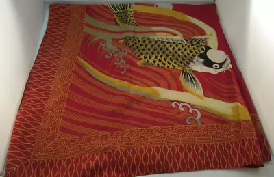 MMA Metropolitan Museum Of Art 30  Silk Scarf Red With Fish Motif Made In Japan • $29.99