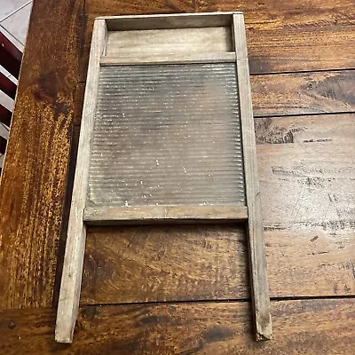 Vintage Wood & Rippled-glass Wash Board • $65