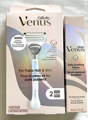 Gillette Venus For Pubic Hair And Skin Daily Soothing Serum 1.7oz +Venus Razor • $18.99