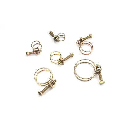 Boxed 48Pcs Spring Double Wire Hose Clamp Pipe Clips Screw Bolt Tight Fitting • £18.89