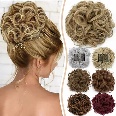 UK As Human Real Messy Bun Clip In Hair Extensions Comb Scrunchie Updo Chignon • £8.78