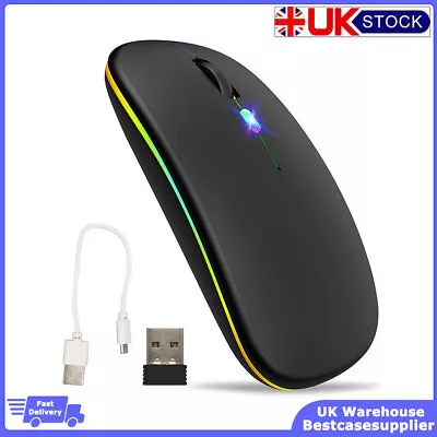 2.4G Rechargeable USB Wireless LED Mouse For Tablet PC Android IPad Macbook • £7.59