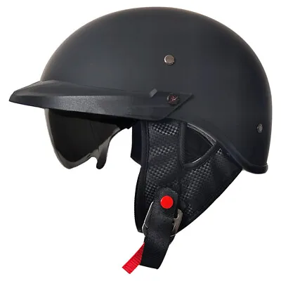 DOT Motorcycle Half Open Face Helmet Integrated Sun Visor Moped Helmet Scooter • $68.88