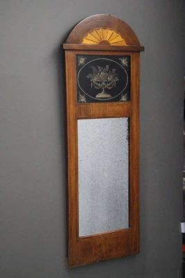 $895 • Buy Antique French 19th Century Empire Pier Mirror Mahogany Painted Eglomise Trumeau