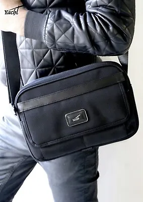 Deluxe Bag For Mens Leather & Nylon Travel Flap Organizer Crossbody • $34.99