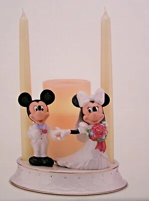 LENOX MICKEY And MINNIE UNITY CANDLE HOLDER Disney Sculpture NEW In BOX With COA • $109.95