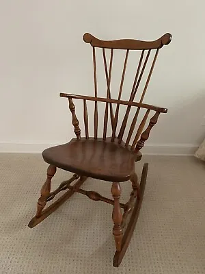 S BENT & BROS CO. Rocking Knitting Chair Bowback Windsor Maple Wood|Rare Vintage • $2900